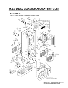 Case Parts Diagram and Parts List for GR-L268LMJM AMTCNA0 LG Refrigerator