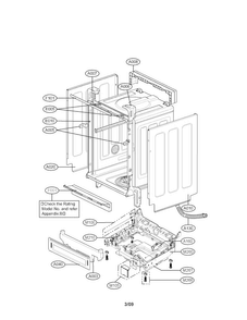Cabinet Assy Diagram and Parts List for LDF6810WW-01  LG Dishwasher