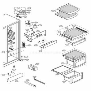 Refrigerator Compartment Diagram and Parts List for 58829 AWBCSER LG Refrigerator