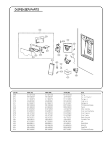 Dispenser Parts 74092 (St) 74093 (Sw} 74099 (Wb) Diagram and Parts List for GR-L328HSUM ASTCSE0 LG Refrigerator