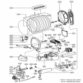 Drum And Motor Assembly Diagram and Parts List for DLG4871W ABWEEUS LG Dryer