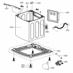 Outer Case Assembly Diagram and Parts List for WT7050CV ASSETUS LG Washer