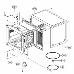 Oven Cavity Parts Diagram and Parts List for MS1536GIR CBKELEC LG Range