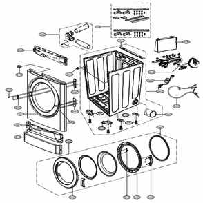 Cabinet And Door Assembly - Gas Stack Upper Type Diagram and Parts List for GD1329QGW ABWELAT LG Dryer