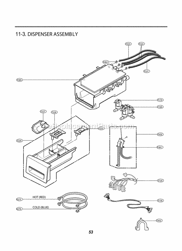 Dispenser Assemb Ly Diagram and Parts List for WM2455HW WM2455HW/00 LG Washer