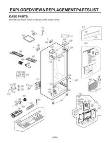 Case Parts Diagram and Parts List for GR-L268NKSM ASBCNA2 LG Refrigerator