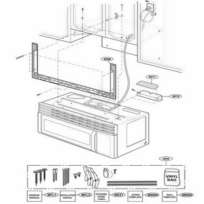 Installation Parts Diagram and Parts List for 85029 CBKESEA LG Range