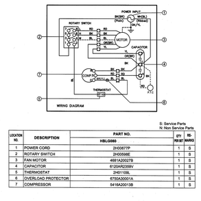 Wiring Diagram Diagram and Parts List for HBLG080  LG Air Conditioner