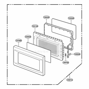 Door Parts Diagram and Parts List for KCMS185JBL CB1EKAD LG Wall Oven