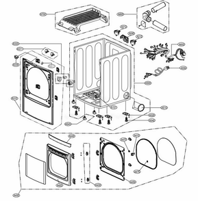Cabinet And Door Assembly Electric Type Diagram and Parts List for 71523 ASTESEU LG Dryer
