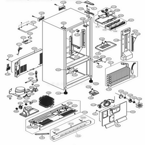 Case Parts Diagram and Parts List for 75094 ABICSEF LG Refrigerator