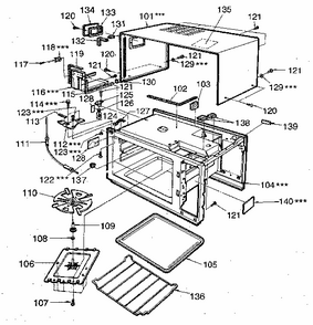 Cabinet Diagram and Parts List for 7218863480  Kenmore Microwave