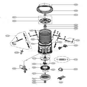 Tub Assembly Diagram and Parts List for WT7700HWA ABWEEUS LG Washer