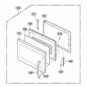 Door Parts Diagram and Parts List for AMV6177AAS ASBEAMA LG Range