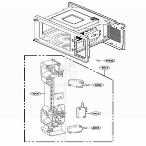 Latch Board Parts Diagram and Parts List for 79159 CBKESEA LG Range