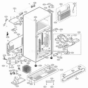 Case Parts Diagram and Parts List for 69979 AWBCSER LG Refrigerator