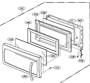 Door Parts Diagram and Parts List for MV-1735B  LG Microwave