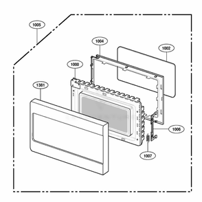 Door Parts Diagram and Parts List for MBBB CBKEBSH LG Wall Oven