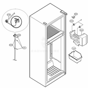 Ice Maker Parts Diagram and Parts List for LTCS24223S ASTCNA0 LG Refrigerator