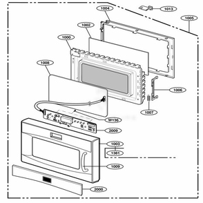Door And Controller Parts Diagram and Parts List for 63992 AWHESEA LG Wall Oven