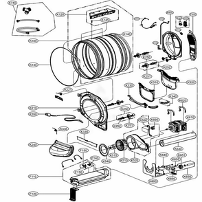 Drum And Motor Assembly: Electric Type Diagram and Parts List for DLEX4000W ABWEEUS LG Dryer