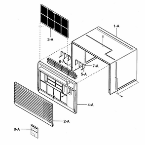 Cabinet/front Grille Assy Diagram and Parts List for 58072083200  Kenmore Air Conditioner