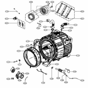 Drum And Tub Assembly Diagram and Parts List for WM3460CV ASSEUUS LG Washer