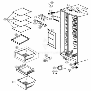 Refrigerator Compartment Diagram and Parts List for LSXS26366S ASTCNA3 LG Refrigerator