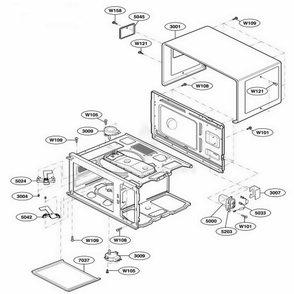 Oven Cavity Parts Diagram and Parts List for DFS18G ASTQMTR LG Range