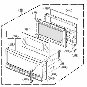 Door Parts Diagram and Parts List for 64764 AB6ESEA LG Range
