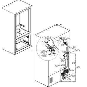 Valve And Water Tube Parts Diagram and Parts List for LFXS29626W ASWCNA1 LG Refrigerator