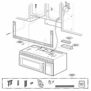 Installation Parts Diagram and Parts List for MMV4205AAQ AB6EMTG LG Microwave