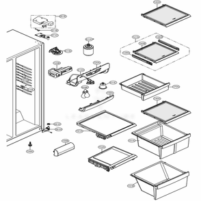 Refrigertor Compartment Diagram and Parts List for 51019 AWB1SER LG Refrigerator