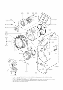 Drum And Tub Parts Diagram and Parts List for 79641162410  Kenmore Washer