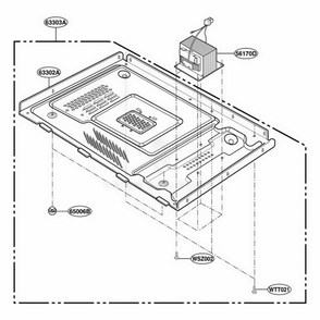 Base Plate Parts Diagram and Parts List for GT4175SPS CS3EWRP LG Wall Oven