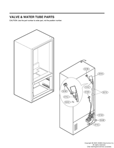 Valve And Water Tube Parts Diagram and Parts List for GR-X28ANKYX ASBCNA0 LG Refrigerator