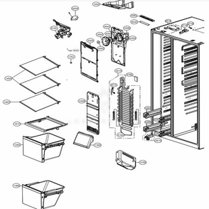 Freezer Compartment Diagram and Parts List for LSXS26386D ASBCNA2 LG Refrigerator