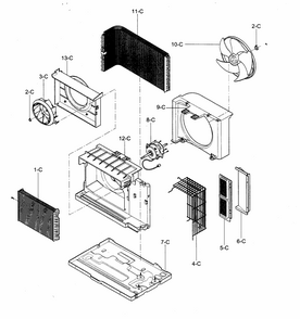 Air Handling/cycle Parts Diagram and Parts List for 58074093400  Kenmore Air Conditioner