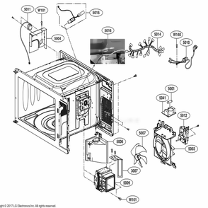 Interior Parts Diagram and Parts List for LMC2075BD CBDELNA LG Microwave