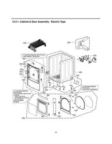 Cabinet And Door Assembly Diagram and Parts List for RV1381AS ABWEEUS LG Dryer