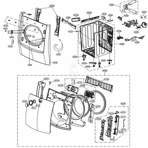 Cabinet And Door Assembly Diagram and Parts List for DLEX5005K ABSEEUS LG Dryer