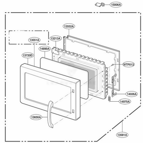 Door Parts Diagram and Parts List for YKCMC155JBT0 ABSEKAC LG Range