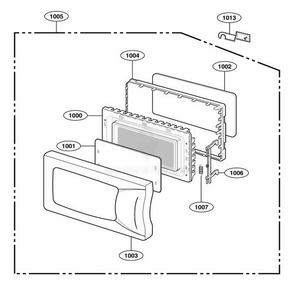 Door Parts Diagram and Parts List for 65052 CWHESEA LG Wall Oven