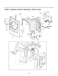 Cabinet And Door Assembly Diagram and Parts List for RV1376HS ABSEEUS LG Dryer