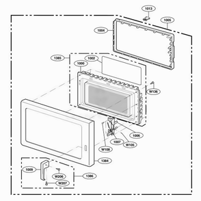 Door Parts Diagram and Parts List for DFS18G ASTQMTR LG Range