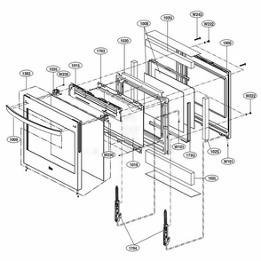 Door Parts Diagram and Parts List for LSE4613ST ASTLLGA LG Range