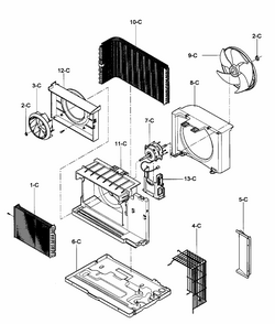 Air Handling/cycle Parts Diagram and Parts List for 58075130700  Kenmore Air Conditioner