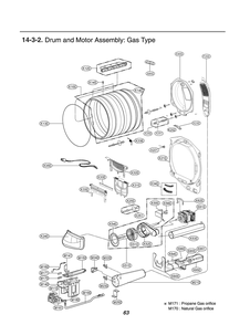 Drum And Motor Assembly Diagram and Parts List for RN10A9A18W ABWEEUS LG Dryer