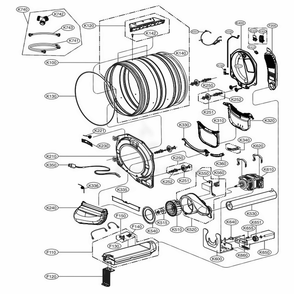 Drum And Motor Assembly Electric Type Diagram and Parts List for DLEX3900W ABWEEUS LG Dryer
