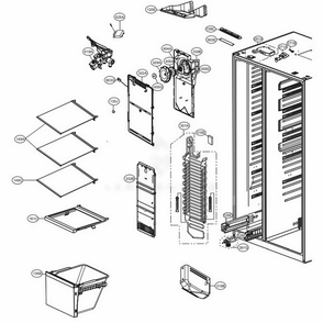 Freezer Compartment 2 Diagram and Parts List for LSXS26336V ADSCNA0 LG Refrigerator